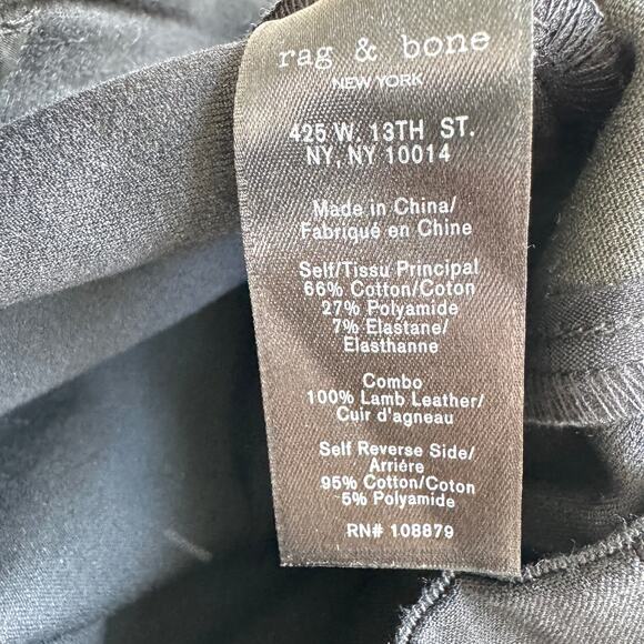 Rag & Bone Womens Straight Stretch Dress Pant Size 2 Lamb Leather Trim Black - Picture 4 of 6
